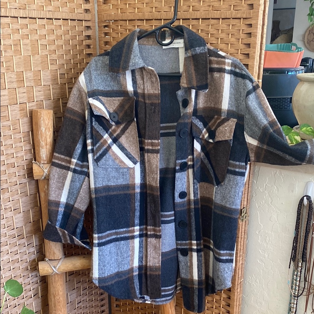 🎉 COZY PLAID BUTTON DOWN UTILITY JACKET‼️